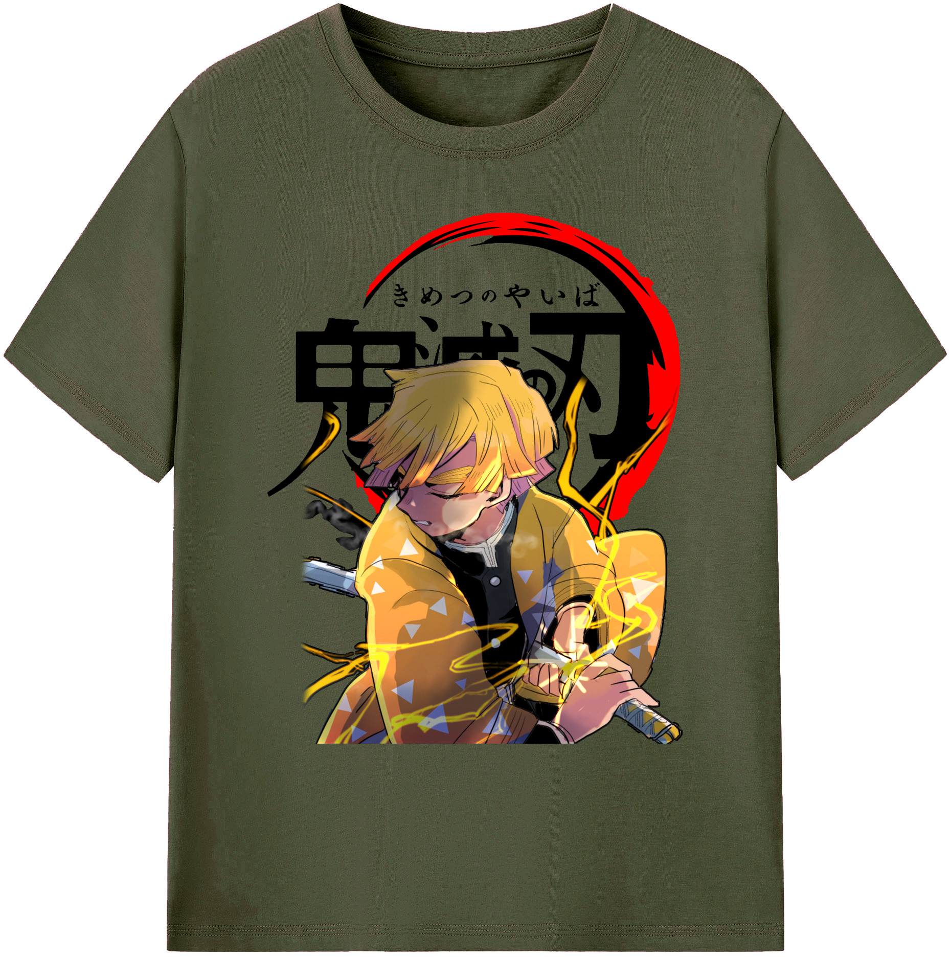 （画像用） 鬼滅の刃（きめつのやいば）我妻 善逸／あがつま ぜんいつ Agatsuma Zenitsu 綿100％ メンズ半袖Tシャツ｜肌触りやわらか＆通気性